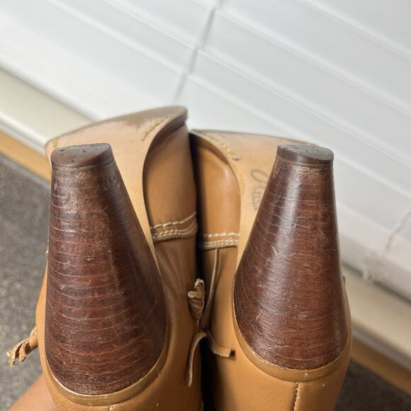 Zodiac USA Knee High Boots Cognac Faux Leather Womens Sz 7 M High Heeled Pull On - Picture 7 of 10